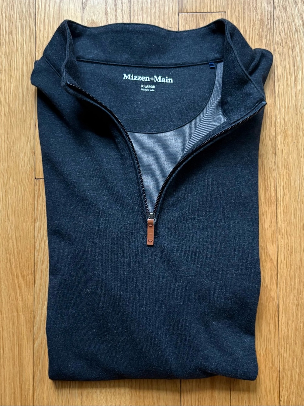 Mizzen+Main Men’s 1/4 Zip Up Performance Pullover XL Gray Charcoal Solid
